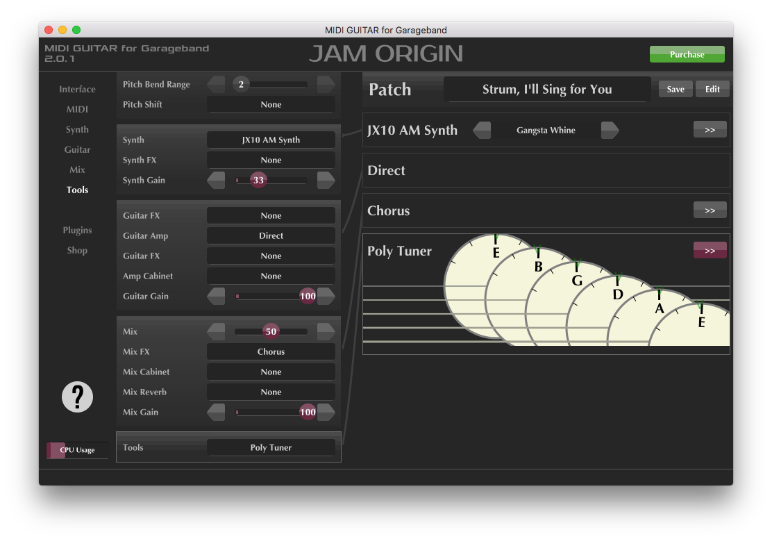 garageband midi guitar